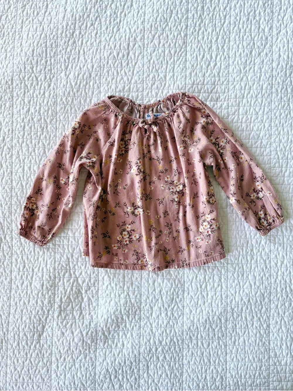Old Navy Dusty Pink Floral Long-Sleeve Peasant Top - Toddler Girls Size 2T